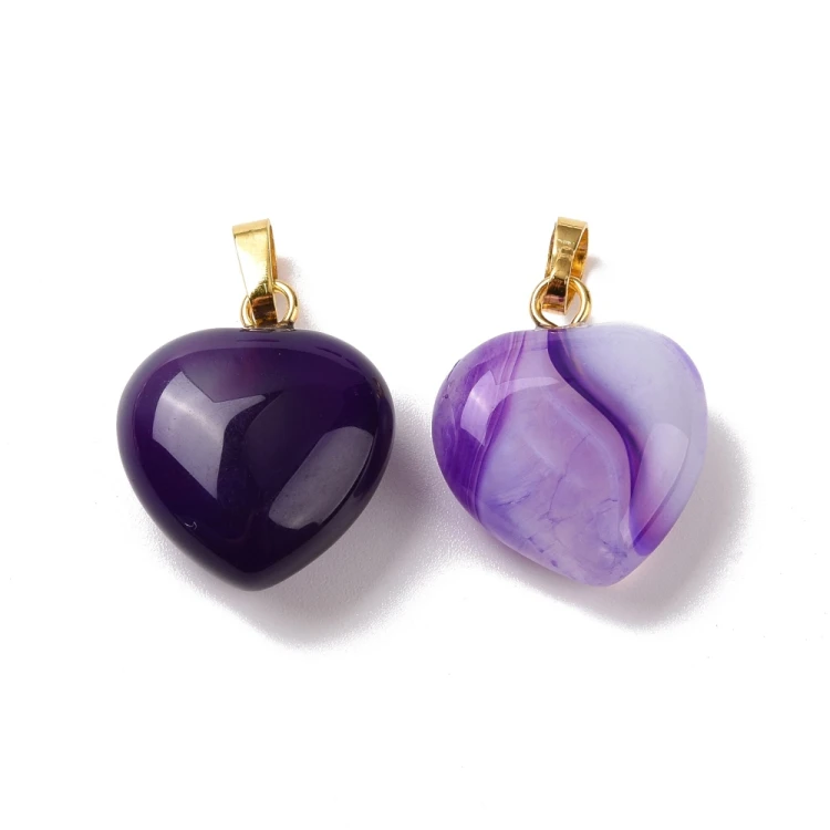 ZKA53 Zawieszka wisior serce serduszko z kamieniem naturalnym agatem pasiastym 15x18mm