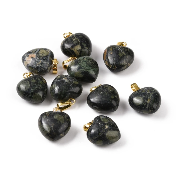 ZKA55 Zawieszka wisior serce serduszko z kamieniem naturalnym jaspisem kambaba 15x18mm