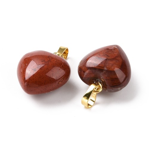 ZKA56 Zawieszka wisior serce serduszko z kamieniem naturalnym jaspisem czerwonym 15x18mm