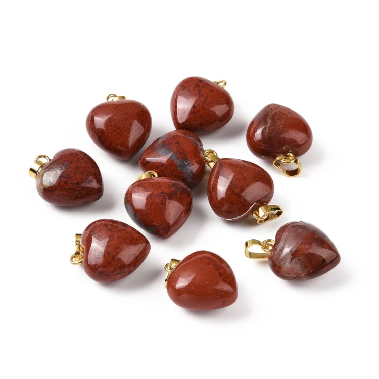 ZKA56 Zawieszka wisior serce serduszko z kamieniem naturalnym jaspisem czerwonym 15x18mm