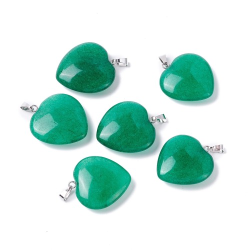 ZKA62 Zawieszka wisior serce serduszko z kamieniem naturalnym jadeitem malezyjskim 25x27mm