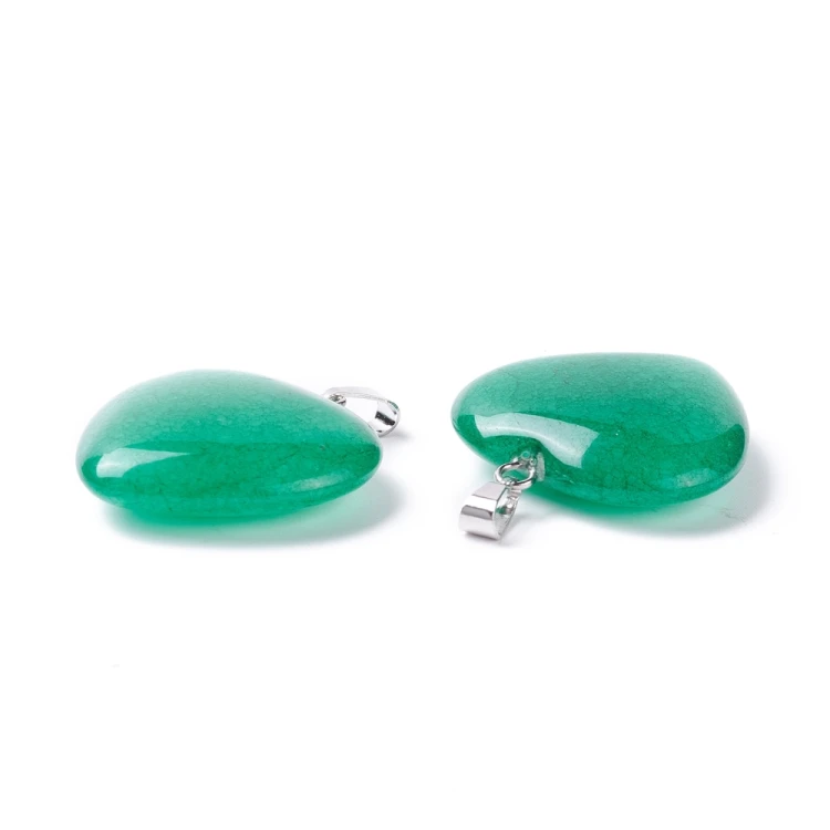 ZKA62 Zawieszka wisior serce serduszko z kamieniem naturalnym jadeitem malezyjskim 25x27mm