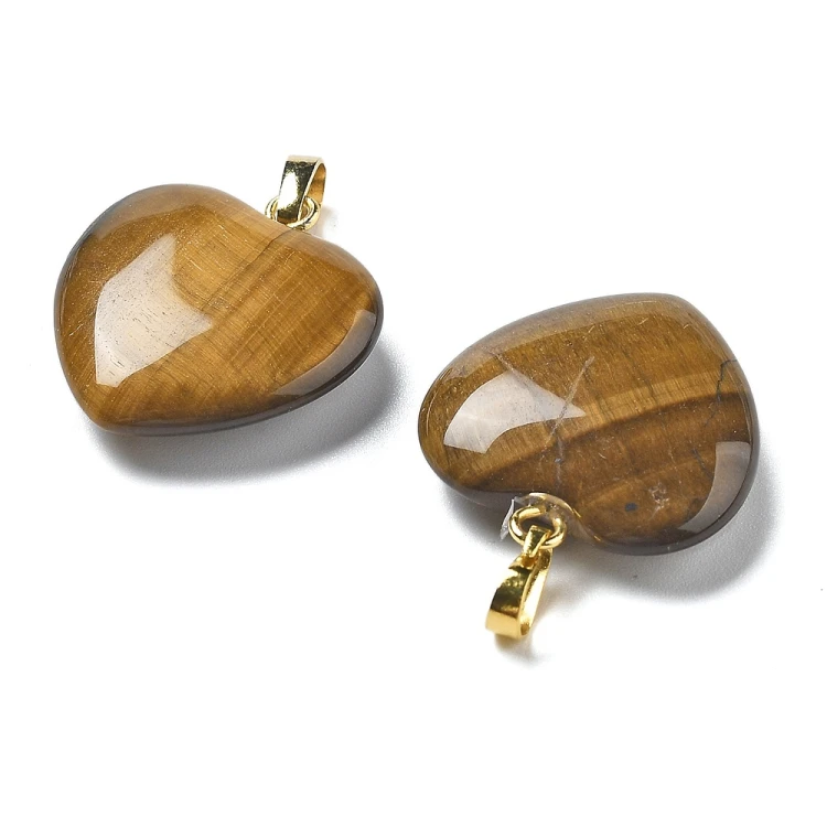 ZKA70 Zawieszka wisior serce serduszko z kamieniem naturalnym tygrysim okiem 20x22mm