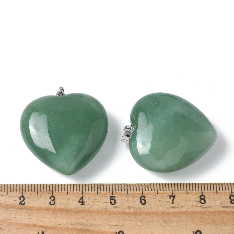 ZKA74 Zawieszka wisior serce serduszko z kamieniem naturalnym awenturynem 30x32mm