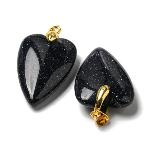 ZKA76 Zawieszka wisior serce serduszko z kamieniem naturalnym blue goldstone 20x30mm