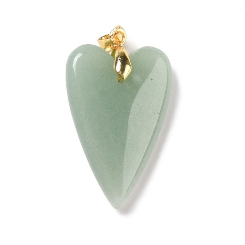 ZKA81 Zawieszka wisior serce serduszko z kamieniem naturalnym awenturynem 20x30mm