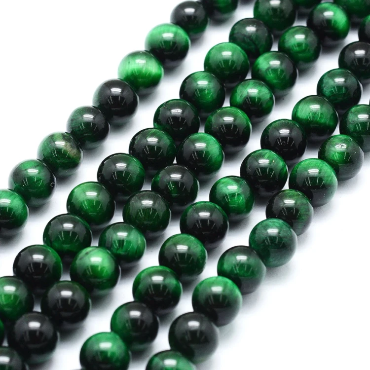 TO38 Tygrysie Oko kamień naturalny koraliki kule 8mm zielone