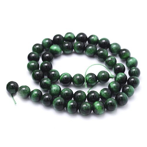 TO38 Tygrysie Oko kamień naturalny koraliki kule 8mm zielone