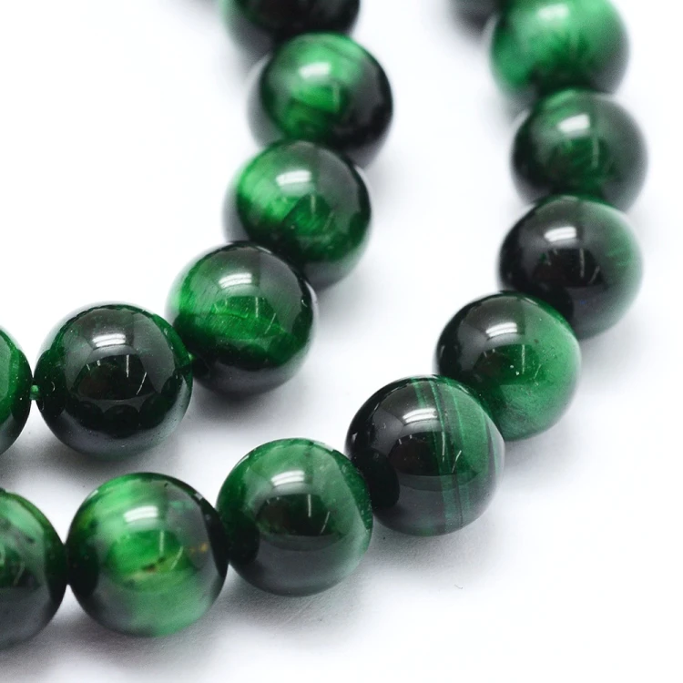 TO38 Tygrysie Oko kamień naturalny koraliki kule 8mm zielone
