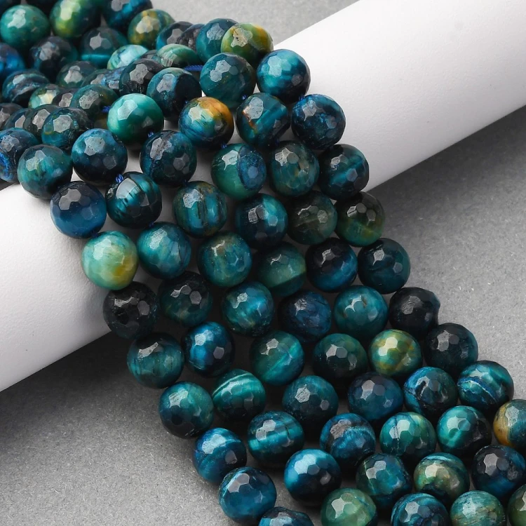 TO40 Tygrysie Oko kamień naturalny koraliki kule 8mm fasetowane morskie