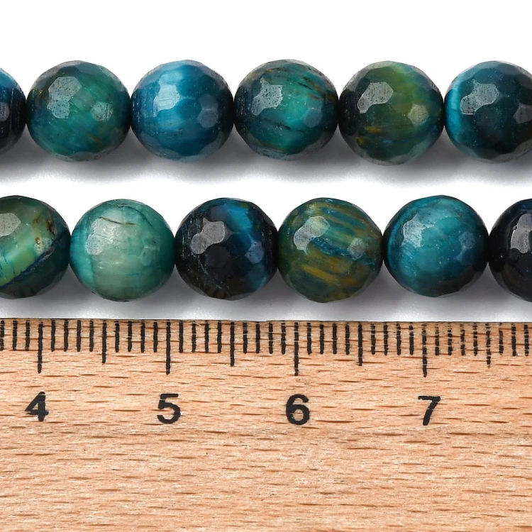 TO40 Tygrysie Oko kamień naturalny koraliki kule 8mm fasetowane morskie