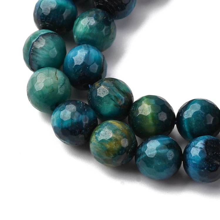 TO40 Tygrysie Oko kamień naturalny koraliki kule 8mm fasetowane morskie