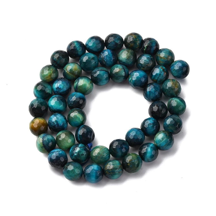 TO40 Tygrysie Oko kamień naturalny koraliki kule 8mm fasetowane morskie