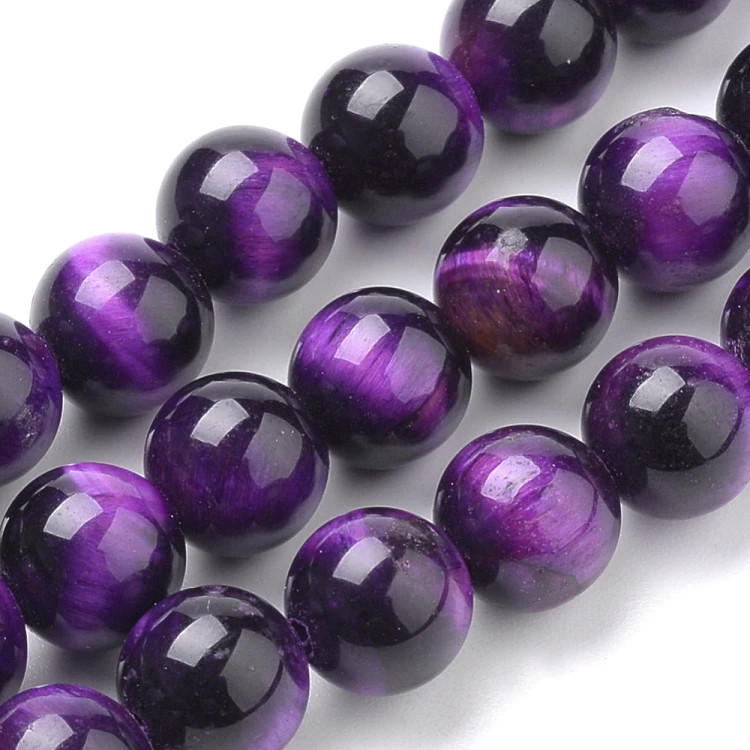 TO41 Tygrysie Oko kamień naturalny koraliki kule 8mm fioletowe