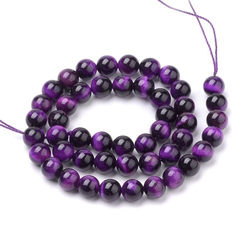 TO41 Tygrysie Oko kamień naturalny koraliki kule 8mm fioletowe