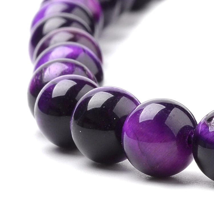TO41 Tygrysie Oko kamień naturalny koraliki kule 8mm fioletowe