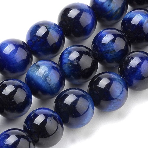 TO42 Tygrysie Oko kamień naturalny koraliki kule 8mm niebieskie