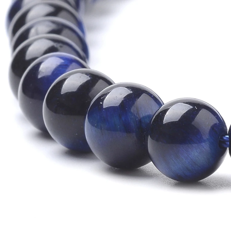 TO42 Tygrysie Oko kamień naturalny koraliki kule 8mm niebieskie