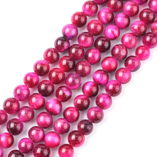 TO43 Tygrysie Oko kamień naturalny koraliki kule 6mm różowe