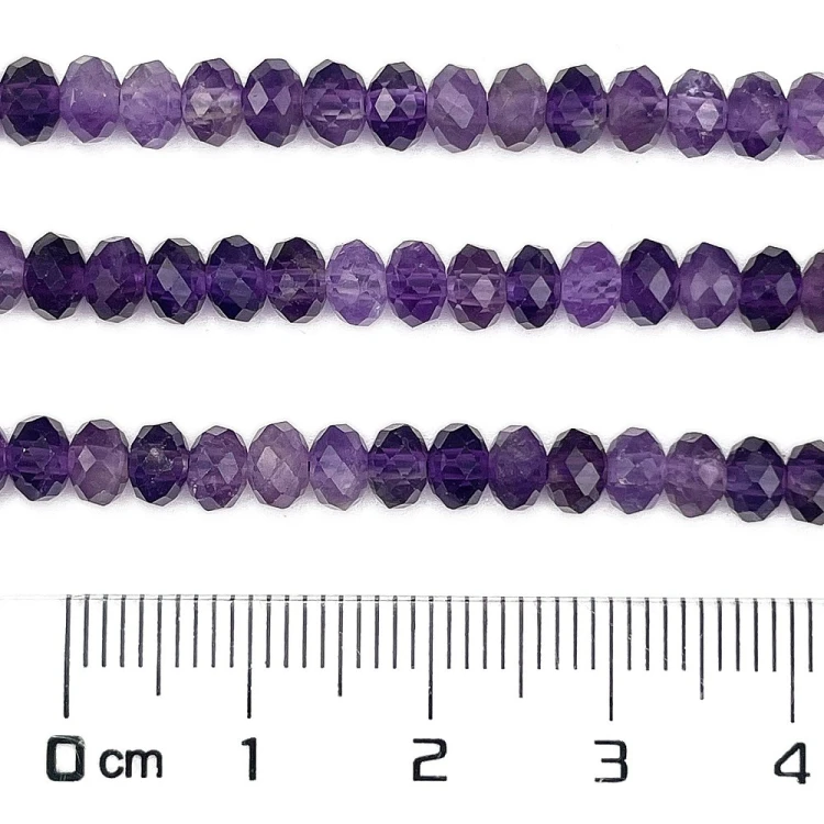 AM53 Ametyst kamień naturalny koraliki oponki 4x3mm fasetowane rondelle