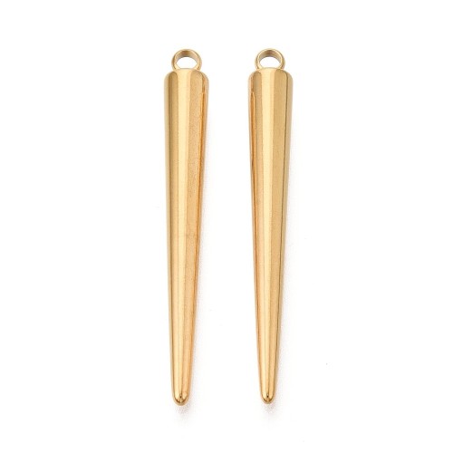 ZSS343 Zawieszka do biżuterii kolec kolce 6x48,5mm punk gothic stal nierdzewna IP złoty 18K