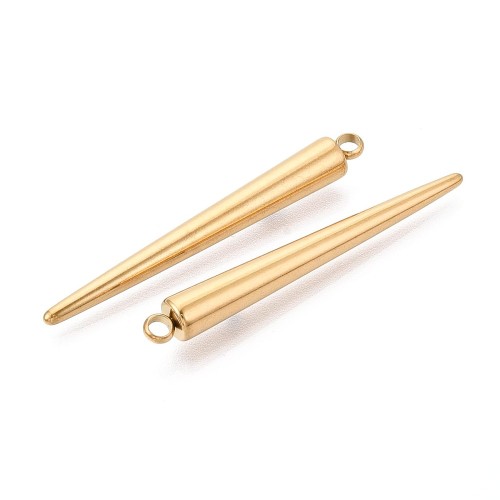 ZSS343 Zawieszka do biżuterii kolec kolce 6x48,5mm punk gothic stal nierdzewna IP złoty 18K