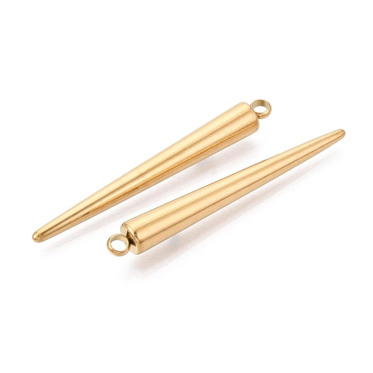 ZSS343 Zawieszka do biżuterii kolec kolce 6x48,5mm punk gothic stal nierdzewna IP złoty 18K