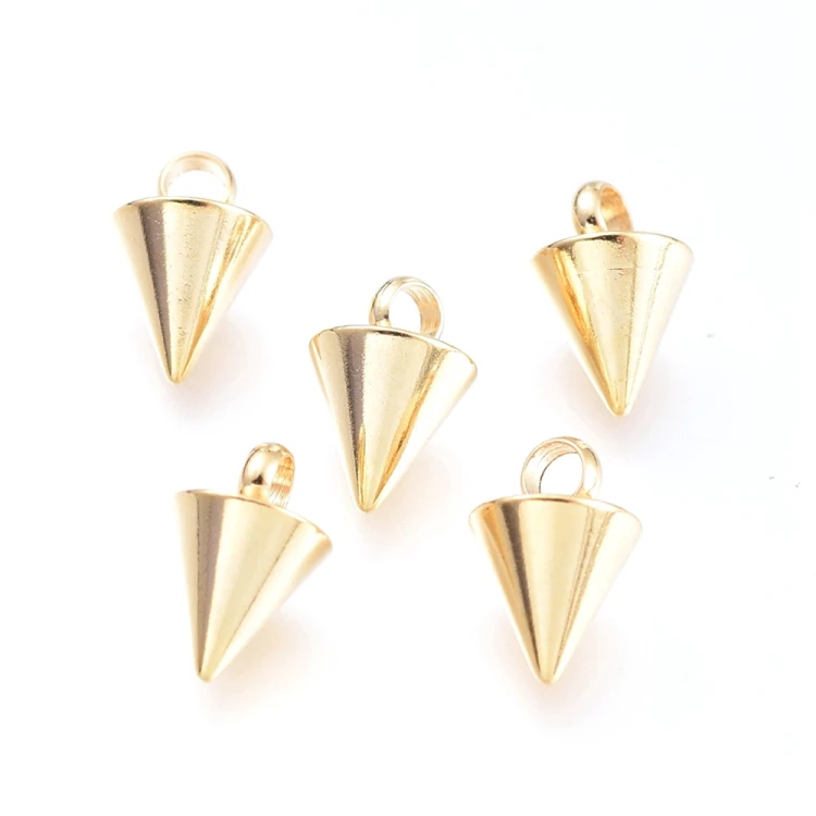 ZSS344 Zawieszka do biżuterii kolec kolce 6x8,5mm punk gothic stal nierdzewna złoty 18K