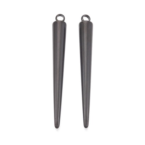 ZSS345 Zawieszka do biżuterii kolec kolce 6x48,5mm punk gothic stal nierdzewna czarny metaliczny