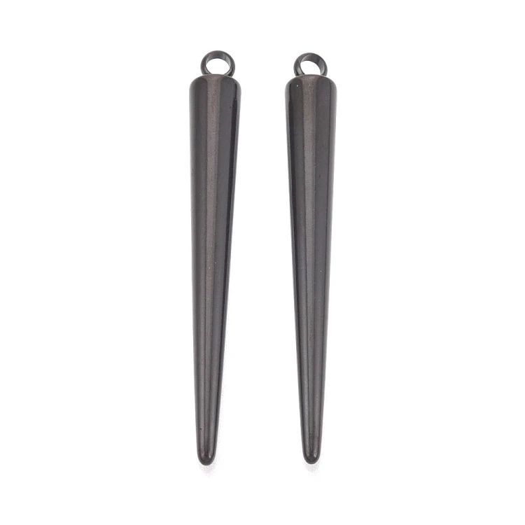 ZSS345 Zawieszka do biżuterii kolec kolce 6x48,5mm punk gothic stal nierdzewna czarny metaliczny