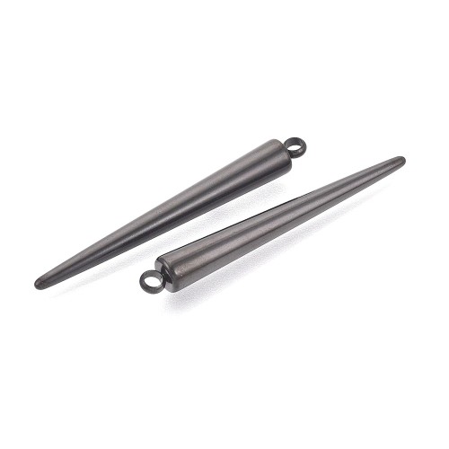 ZSS345 Zawieszka do biżuterii kolec kolce 6x48,5mm punk gothic stal nierdzewna czarny metaliczny
