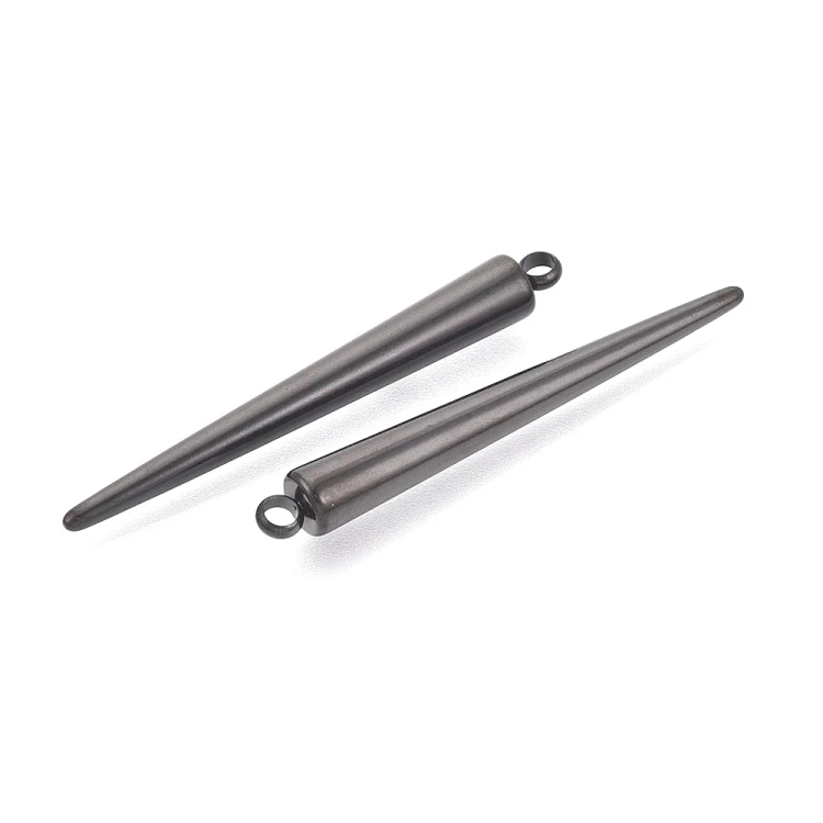 ZSS345 Zawieszka do biżuterii kolec kolce 6x48,5mm punk gothic stal nierdzewna czarny metaliczny