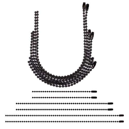 LAN220 Łańcuszek kulkowy z zapięciem 2.4mm 10-20cm czarny do metek breloków zawieszek