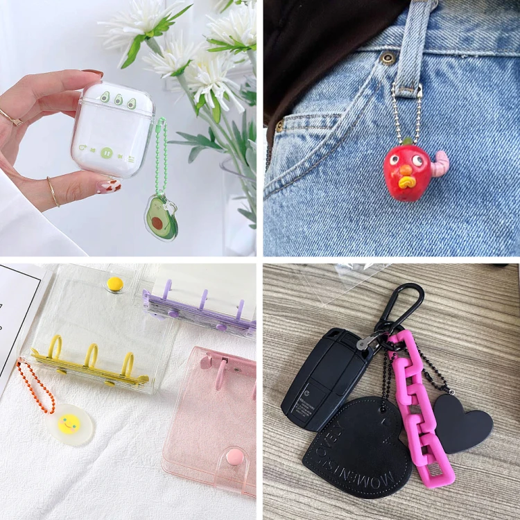 LAN220 Łańcuszek kulkowy z zapięciem 2.4mm 10-20cm czarny do metek breloków zawieszek