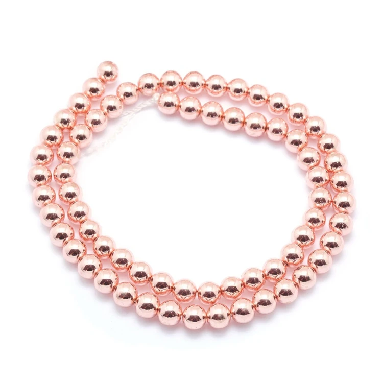 HEM94 Hematyt koraliki kule 3mm sznur 140szt rose gold