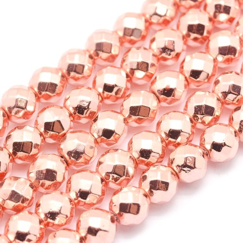 HEM97 Hematyt koraliki kule 3mm fasetowane grad. AAA rose gold