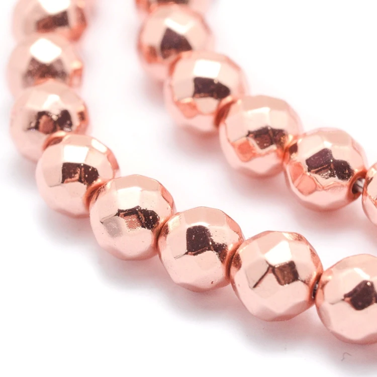 HEM97 Hematyt koraliki kule 3mm fasetowane grad. AAA rose gold