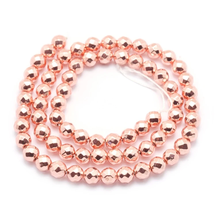 HEM97 Hematyt koraliki kule 3mm fasetowane grad. AAA rose gold