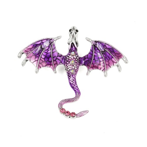 PIN109 Przypinka ozdobna pin metalowa broszka - smok fioletowy
