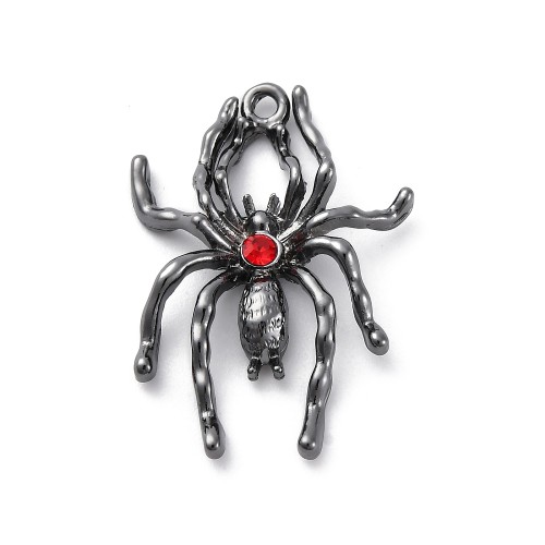 ZM72 Zawieszka metalowa do biżuterii pająk 29x20mm punk gothic grafitowy z cyrkonią