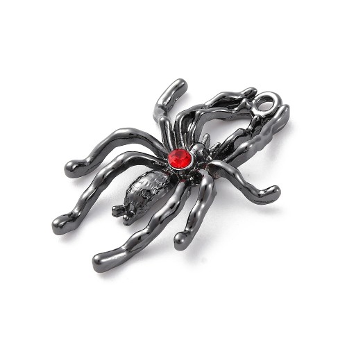 ZM72 Zawieszka metalowa do biżuterii pająk 29x20mm punk gothic grafitowy z cyrkonią