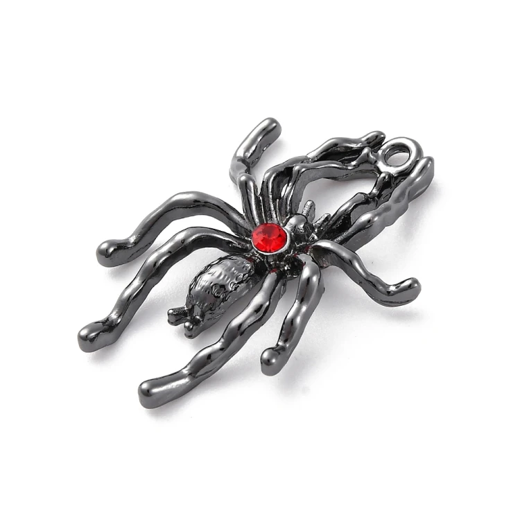 ZM72 Zawieszka metalowa do biżuterii pająk 29x20mm punk gothic grafitowy z cyrkonią