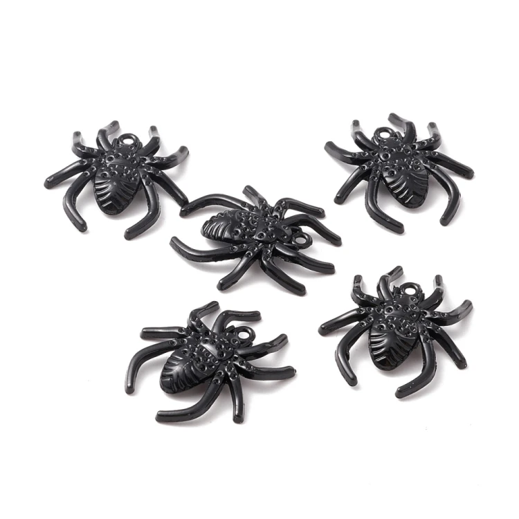 ZM74 Zawieszka metalowa do biżuterii pająk 28x25mm punk gothic czarny