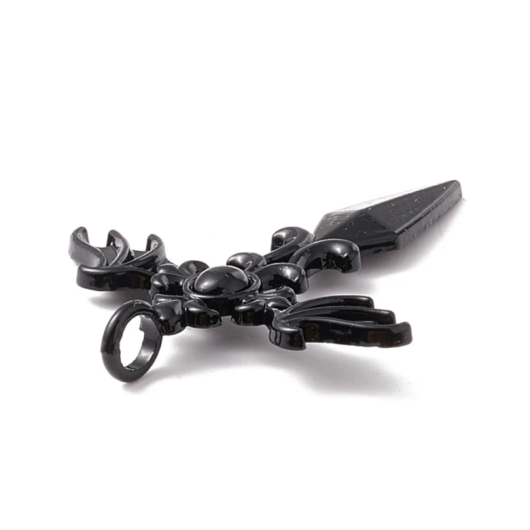 ZM79 Zawieszka metalowa do biżuterii krzyż sztylet 42x23mm punk gotyk czarny