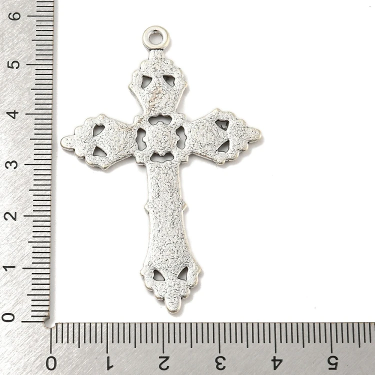 ZM85 Zawieszka metalowa do biżuterii krzyż krzyżyk 36x56mm gotyk stare srebro