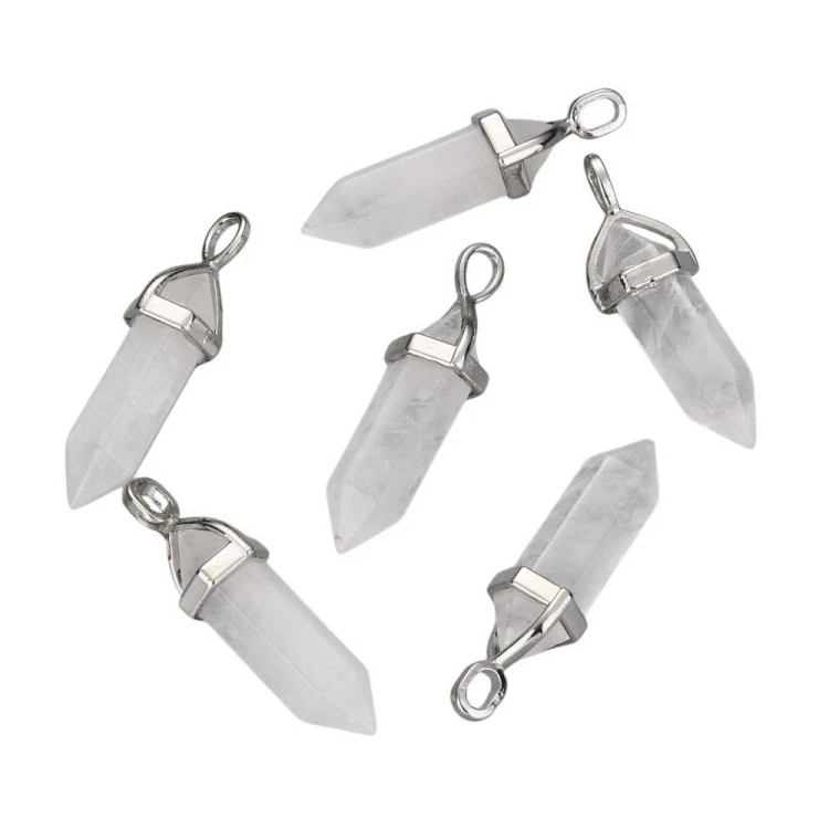 ZKA82 Zawieszka wisior z kamieniem naturalnym kwarcem 11,5x40mm
