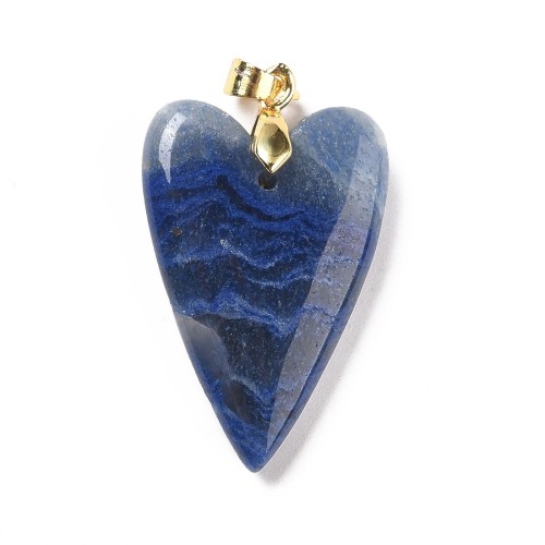 ZKA92 Zawieszka wisior serce serduszko z kamieniem naturalnym awenturynem 20x30mm