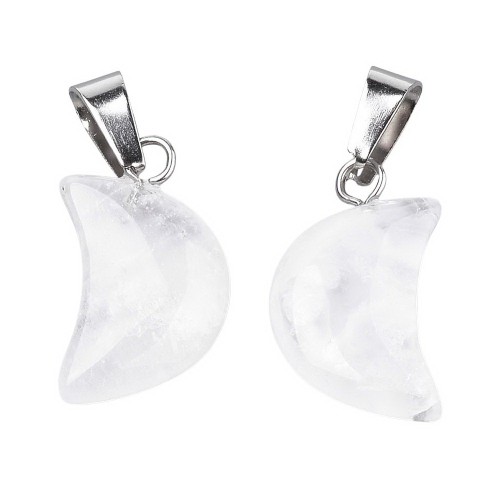 ZKA98 Zawieszka wisior księżyc z kamieniem naturalnym kwarcem 12x20mm