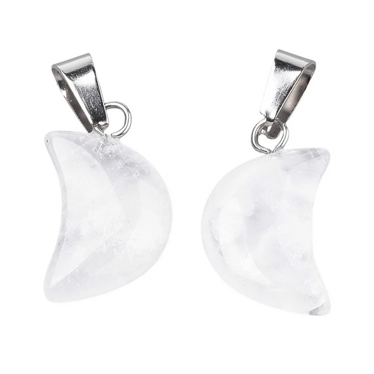 ZKA98 Zawieszka wisior księżyc z kamieniem naturalnym kwarcem 12x20mm