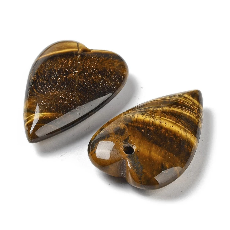 ZKA105 Zawieszka wisior serce serduszko z kamieniem naturalnym tygrysim okiem 25x40mm